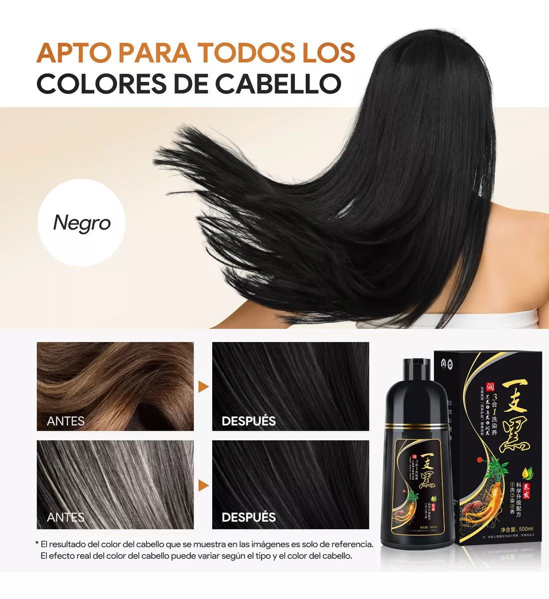 Shampoo Instantaneo Cubre Canas 3 en 1 Natural-Gengibre Efecto Inmediato + Envio Gratis 🎁